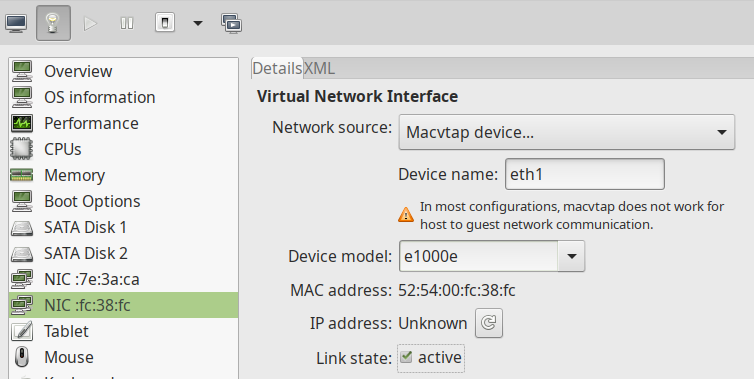 Configure macvtap Device